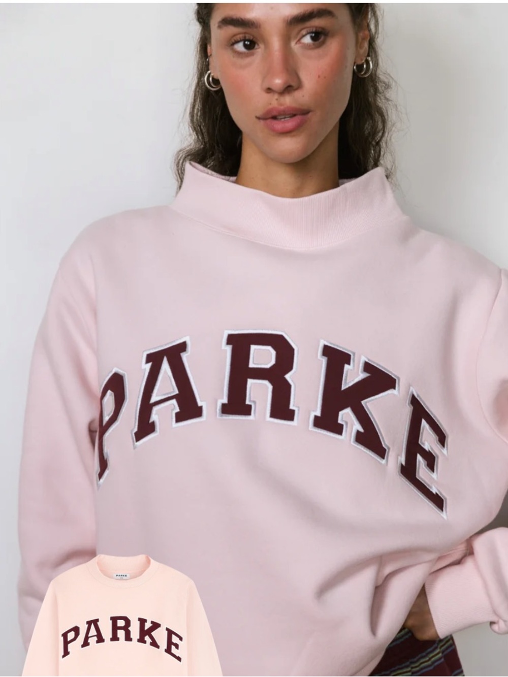 NWT Parke Varsity Mockneck - Rose + Port (rosewood)